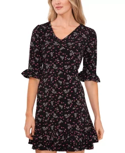CeCe Women's Printed V-Neck Ruffle-Hem Knit Dress -Sanctuary Shop 22477846 fpx