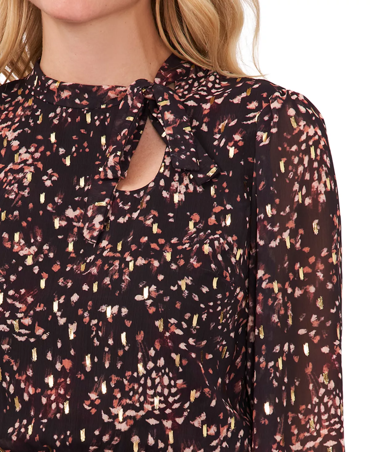 CeCe Women's Long-Sleeve Smocked-Waist Cutout Dress 3 CeCe Women's Long-Sleeve Smocked-Waist Cutout Dress - Image 3