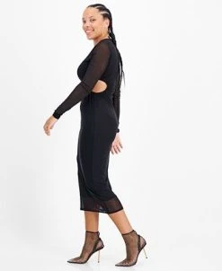Bar III Women's Mesh-Overlay Side-Cutout Midi Dress, Created For Macy's -Sanctuary Shop 22502212 fpx