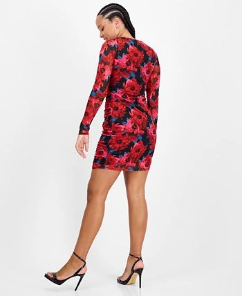 Bar III Women's Ruched Mesh Square-Neck Mini Dress, Created For Macy's 2 Bar III Women's Ruched Mesh Square-Neck Mini Dress, Created For Macy's - Image 2