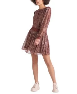 Black Tape Women's Long Sleeve Crewneck Blouson Mini Dress