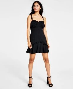 Bar III Women's Self-Tie-Strap Ruffle Mini Dress, Created For Macy's