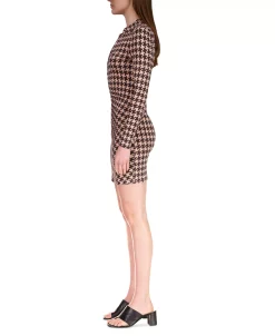Sanctuary Women's Ruched-Knit Houndstooth Mini Dress 6 Sanctuary Women's Ruched-Knit Houndstooth Mini Dress -Sanctuary Shop 22557167 fpx