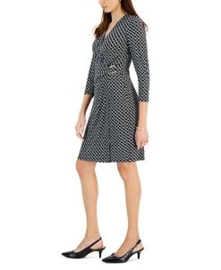 Kasper Women's Printed Embellished 3/4-Sleeve Faux-Wrap Dress 7 Kasper Women's Printed Embellished 3/4-Sleeve Faux-Wrap Dress -Sanctuary Shop 22564527 fpx
