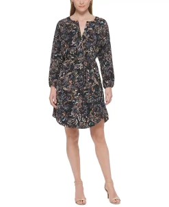 Vince Camuto Women's Printed Balloon-Sleeve Belted Dress -Sanctuary Shop 22569711 fpx