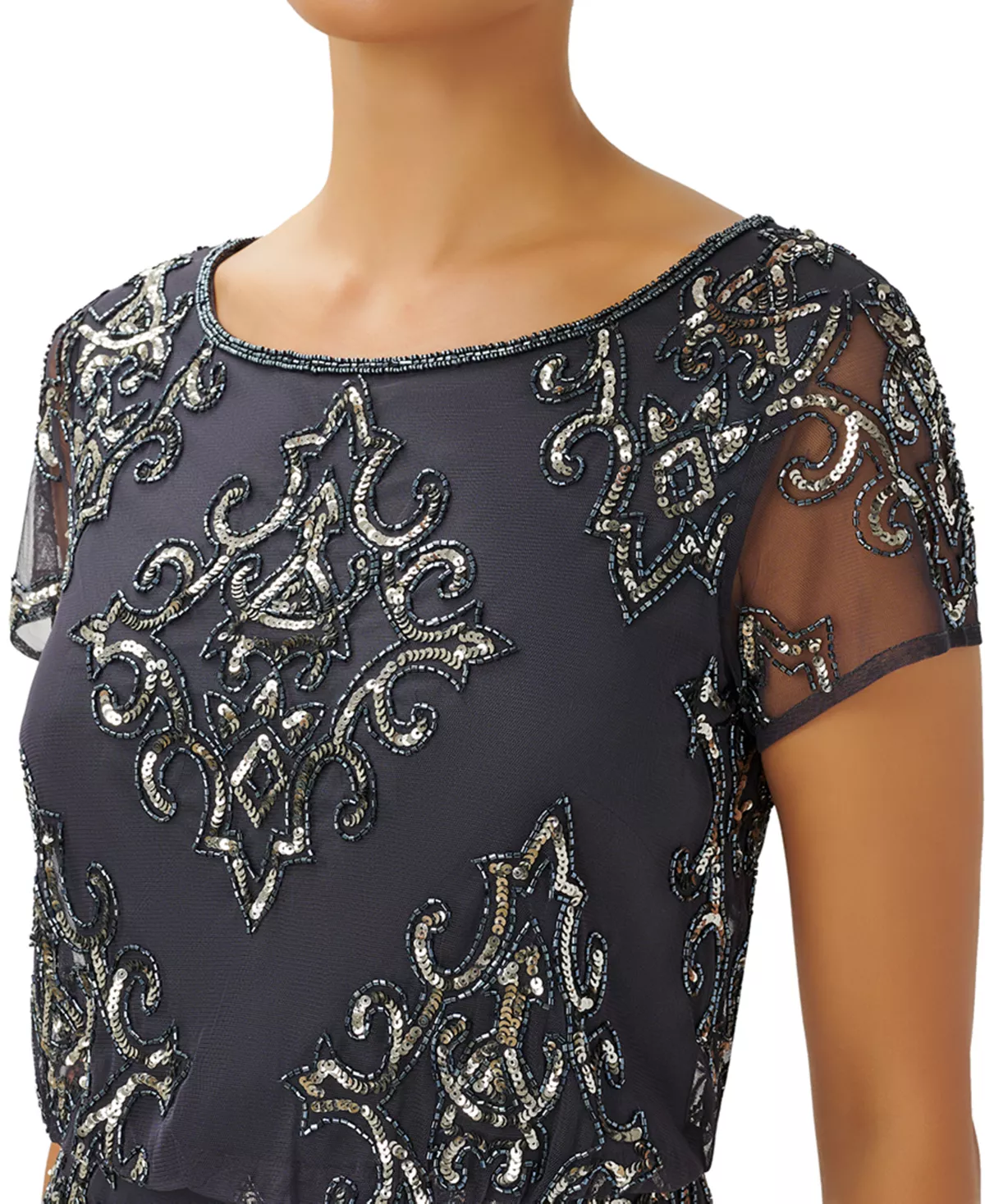 Adrianna Papell Women's Beaded Blouson Short-Sleeve Gown 3 Adrianna Papell Women's Beaded Blouson Short-Sleeve Gown - Image 3