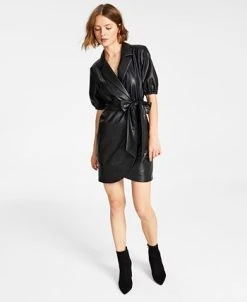 Bar III Women's Faux-Leather Faux-Wrap Dress, Created For Macy's -Sanctuary Shop 22723281 fpx