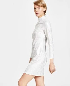 Bar III Women's Metallic Mock-Turtleneck Sheath Dress, Created For Macy's -Sanctuary Shop 22723317 fpx