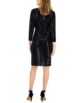 Anne Klein Women's Linear Shine Signature Wrap Midi Dress 2 Anne Klein Women's Linear Shine Signature Wrap Midi Dress - Image 2