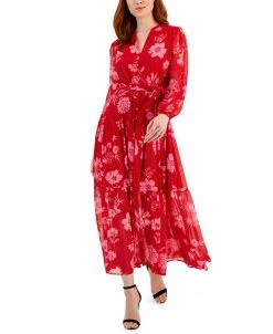 INC International Concepts Women's Beaded Floral Print Maxi Dress, Created For Macy's