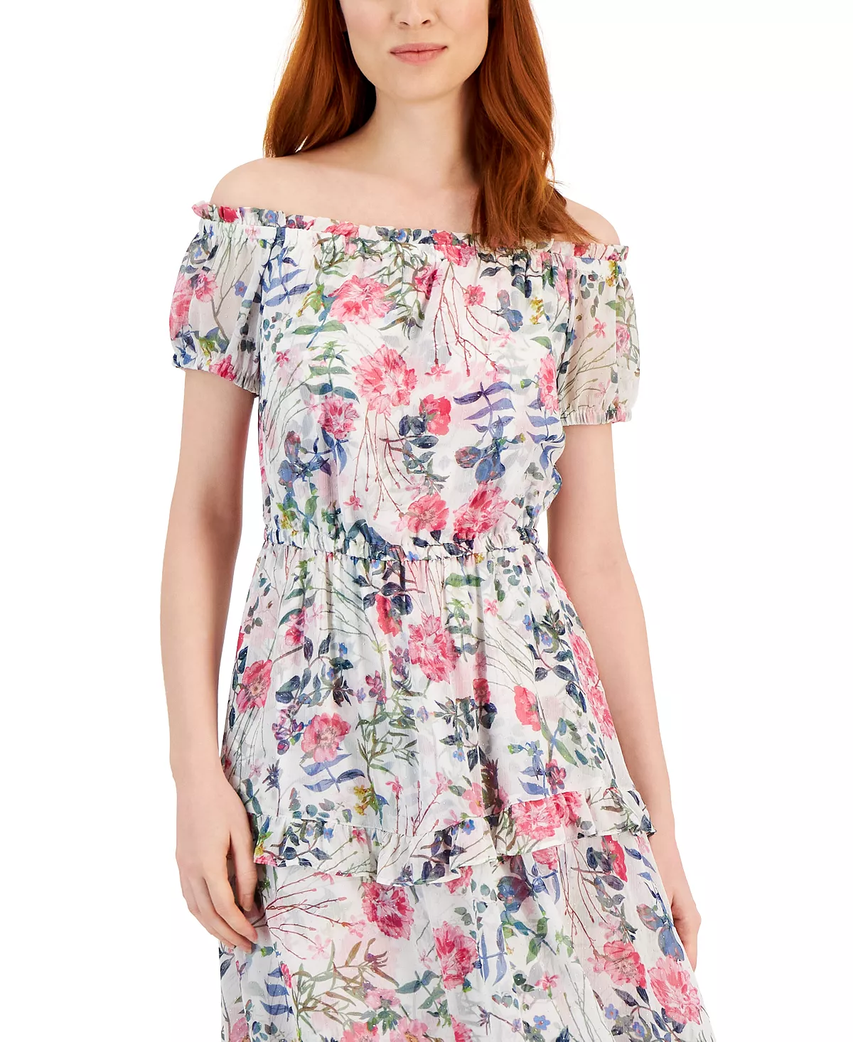 INC International Concepts Women's Floral Print Off-The-Shoulder Maxi Dress, Created For Macy's 4 INC International Concepts Women's Floral Print Off-The-Shoulder Maxi Dress, Created For Macy's - Image 4
