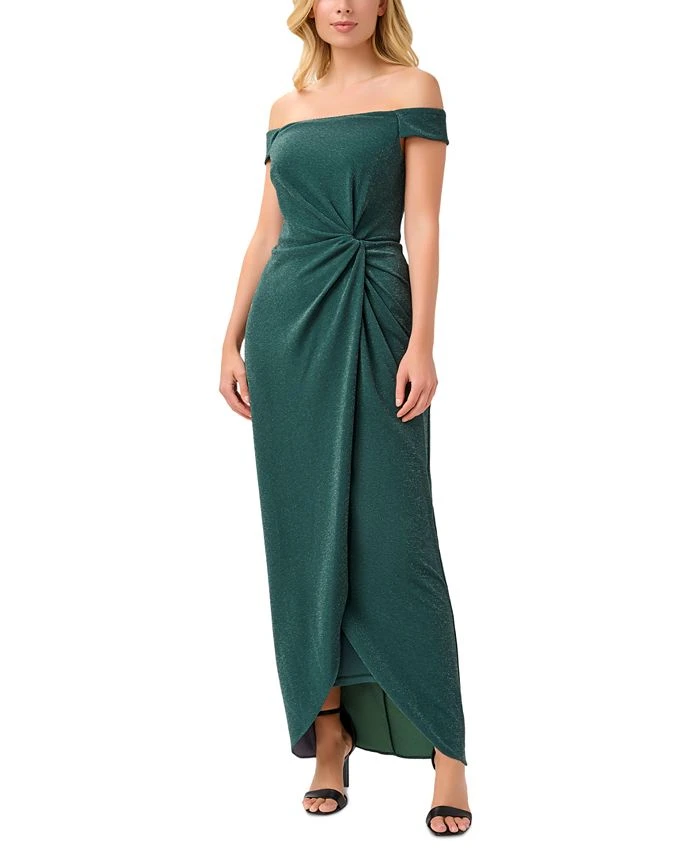 Adrianna Papell Women's Glitter Knot-Front Dress 1 Adrianna Papell Women's Glitter Knot-Front Dress