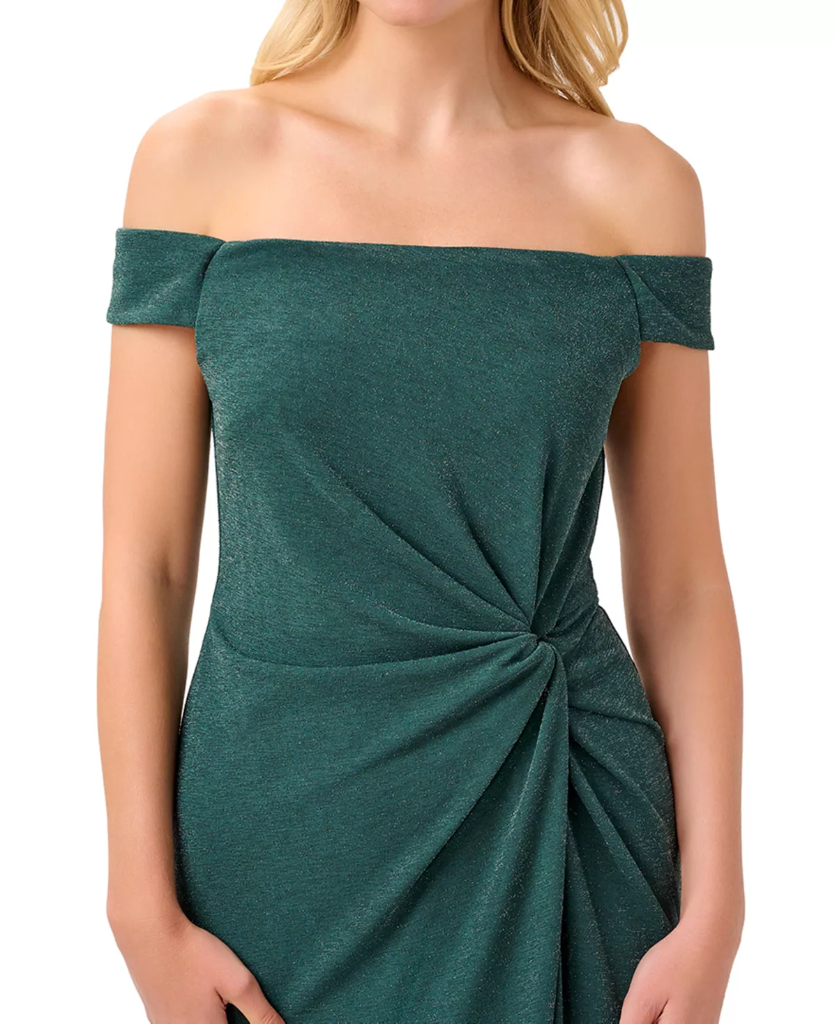 Adrianna Papell Women's Glitter Knot-Front Dress 3 Adrianna Papell Women's Glitter Knot-Front Dress - Image 3