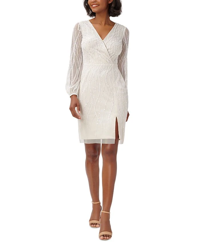 Adrianna Papell Women's Embellished Mesh-Overlay Dress 1 Adrianna Papell Women's Embellished Mesh-Overlay Dress