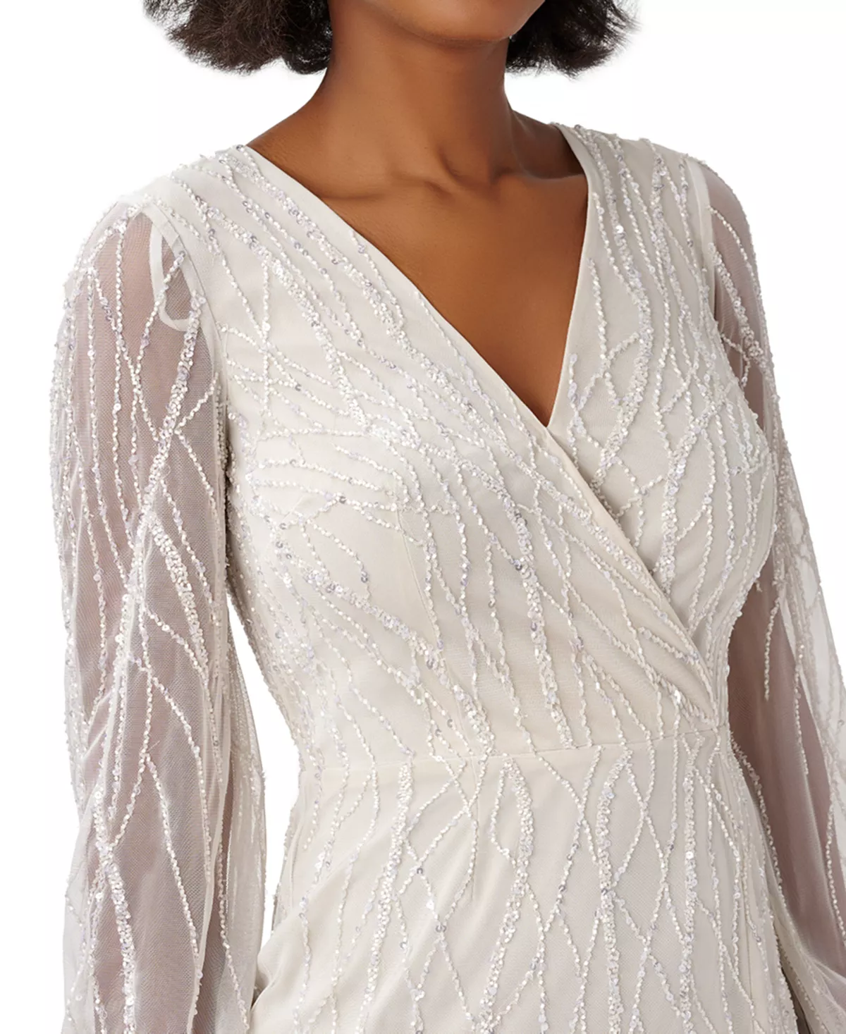 Adrianna Papell Women's Embellished Mesh-Overlay Dress 3 Adrianna Papell Women's Embellished Mesh-Overlay Dress - Image 3