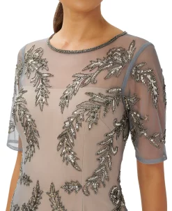Papell Studio Women's Beaded-Mesh Short-Sleeve Gown 6 Papell Studio Women's Beaded-Mesh Short-Sleeve Gown -Sanctuary Shop 22801486 fpx