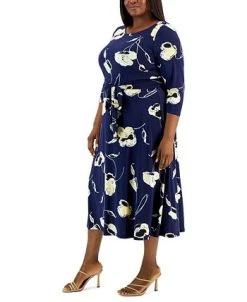 Kasper Plus Size Fit & Flare Boat-Neck Dress -Sanctuary Shop 22803824 fpx