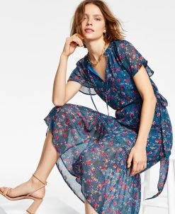 INC International Concepts Women's Flutter-Sleeve Midi Dress, Created For Macy's -Sanctuary Shop 22813887 fpx