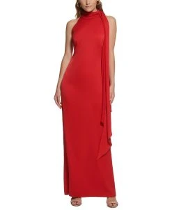 Vince Camuto Women's Halter-Neck Satin Sleeveless Gown