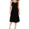 Black Tape Women's Strappy V-Neck Velvet Midi Dress