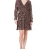 Black Tape Women's Printed V-Neck Long-Sleeve Dress