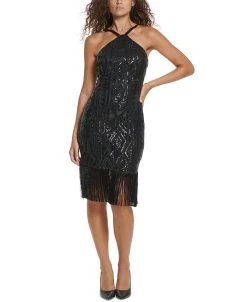 Vince Camuto Women's Sequin Halter-Neck Sheath Dress