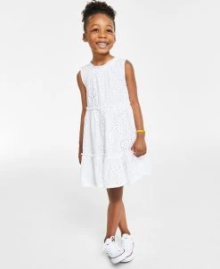Charter Club Little Girl's Cotton Eyelet Dress With Tiered Skirt, Created For Macy's