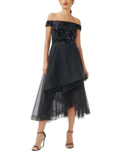 Adrianna Papell Women's Off-The-Shoulder Midi Dress