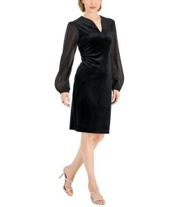 Connected Women's Velvet V-Neck Sheath Dress