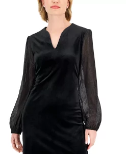 Connected Women's Velvet V-Neck Sheath Dress -Sanctuary Shop 22877676 fpx