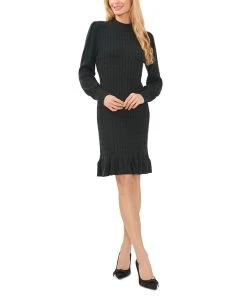 CeCe Women's Cable Knit Mock Neck Sweater Dress