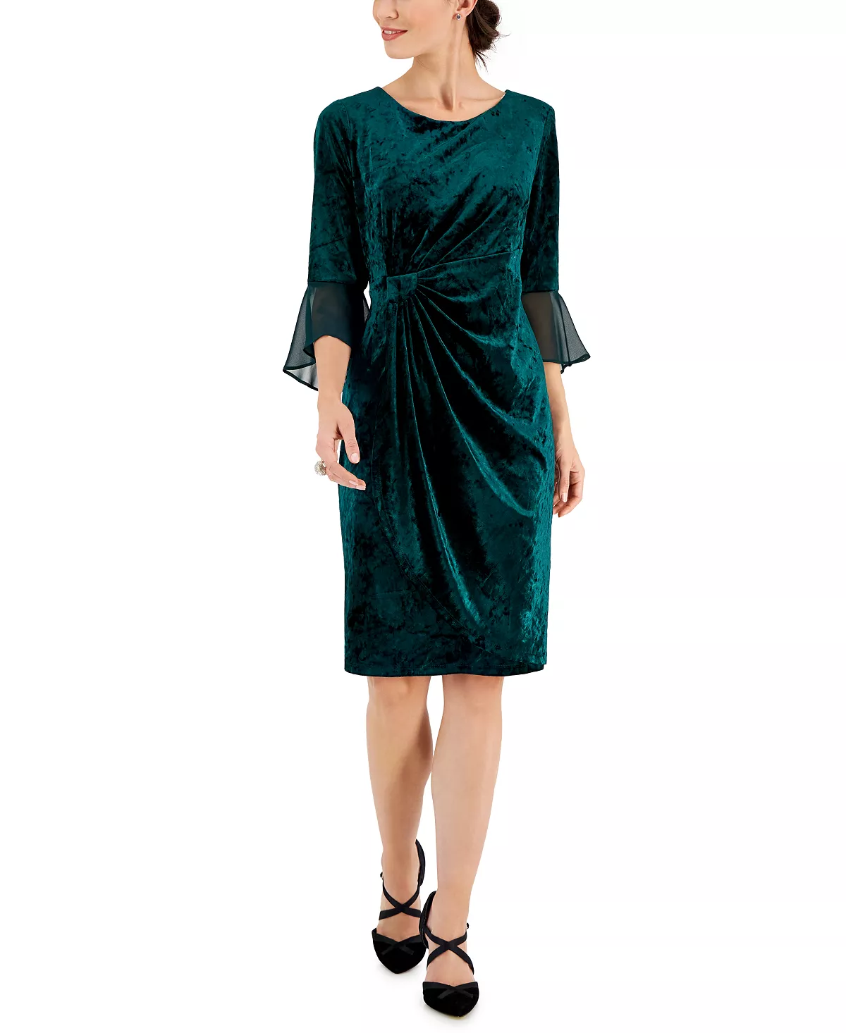 Connected Women's Velvet 3/4-Sleeve Sheath Dress 1 Connected Women's Velvet 3/4-Sleeve Sheath Dress