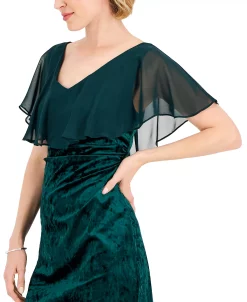 Connected Women's Cape-Overlay Ruched Velvet Dress -Sanctuary Shop 22978359 fpx