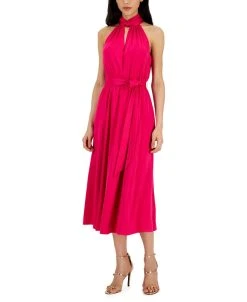 Anne Klein Women's Twist-Neck Sleeveless Midi Dress