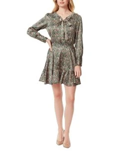 Jessica Simpson Women's Davina Floral-Print Tie-Neck Mini Dress