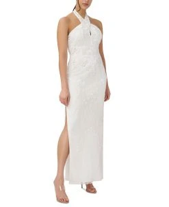 Adrianna Papell Women's Halter-Neck Sleeveless Embellished Gown