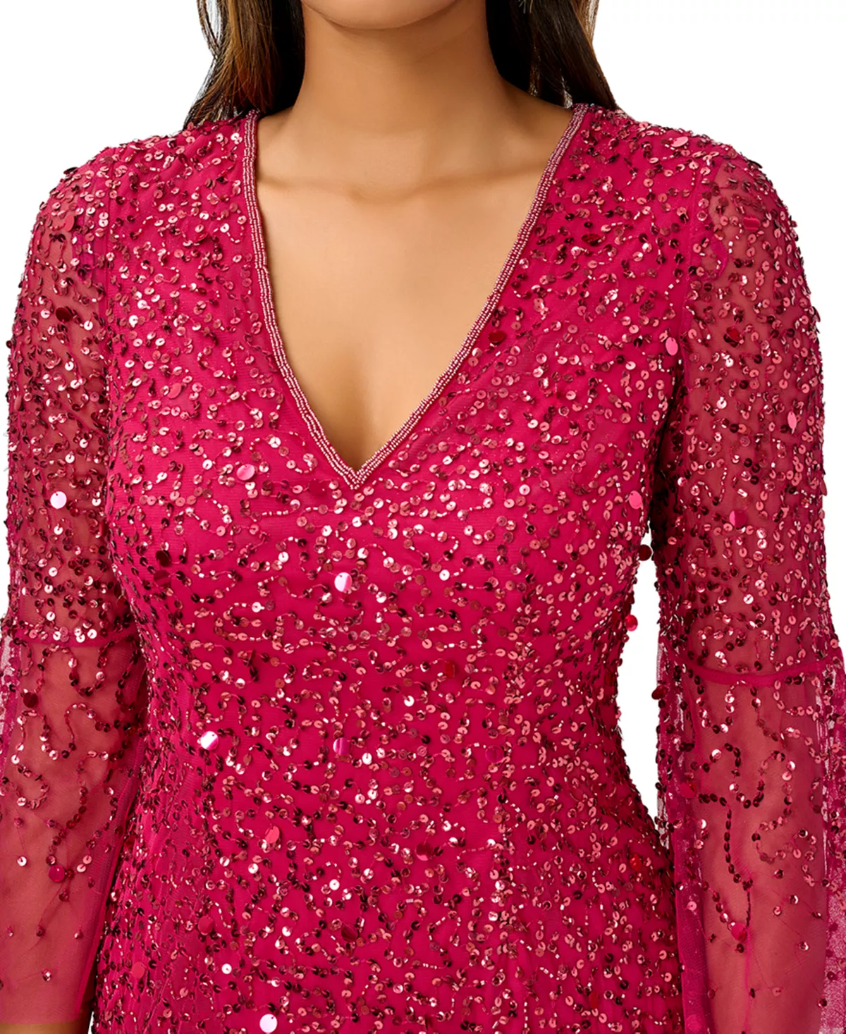 Adrianna Papell Women's Beaded Bell-Sleeve Sheath Dress 4 Adrianna Papell Women's Beaded Bell-Sleeve Sheath Dress - Image 4