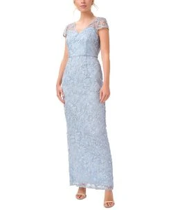 Adrianna Papell Embroidered Metallic Gown