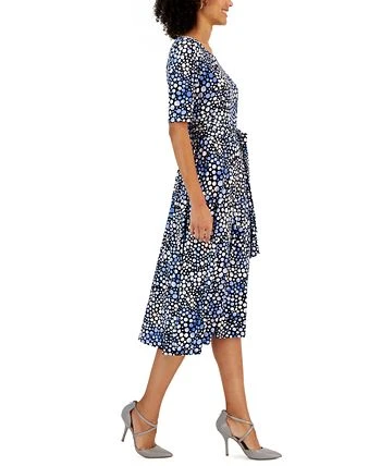 Kasper Women's Printed-Dot Elbow-Sleeve Midi Dress 3 Kasper Women's Printed-Dot Elbow-Sleeve Midi Dress - Image 3