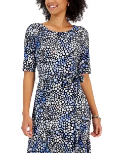 Kasper Women's Printed-Dot Elbow-Sleeve Midi Dress 8 Kasper Women's Printed-Dot Elbow-Sleeve Midi Dress -Sanctuary Shop 23035392 fpx