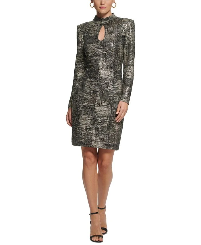 Vince Camuto Women's Mock-Neck Long-Sleeve Metallic Dress 1 Vince Camuto Women's Mock-Neck Long-Sleeve Metallic Dress