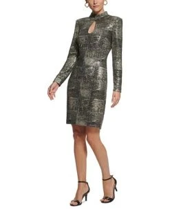 Vince Camuto Women's Mock-Neck Long-Sleeve Metallic Dress 7 Vince Camuto Women's Mock-Neck Long-Sleeve Metallic Dress -Sanctuary Shop 23048510 fpx