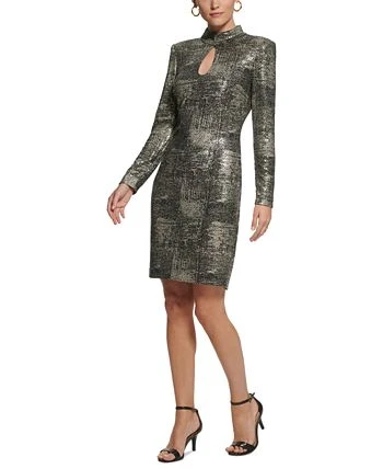 Vince Camuto Women's Mock-Neck Long-Sleeve Metallic Dress 3 Vince Camuto Women's Mock-Neck Long-Sleeve Metallic Dress - Image 3