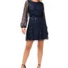 Papell Studio Women's Round-Neck Long-Sleeve Sequin Dress