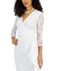 Kasper Women's Lace Ruched Cascading Ruffle Maxi Dress 9 Kasper Women's Lace Ruched Cascading Ruffle Maxi Dress -Sanctuary Shop 23109674 fpx