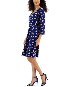 Kasper Women's Maura Printed Surplice-Neck Dress 7 Kasper Women's Maura Printed Surplice-Neck Dress -Sanctuary Shop 23109768 fpx