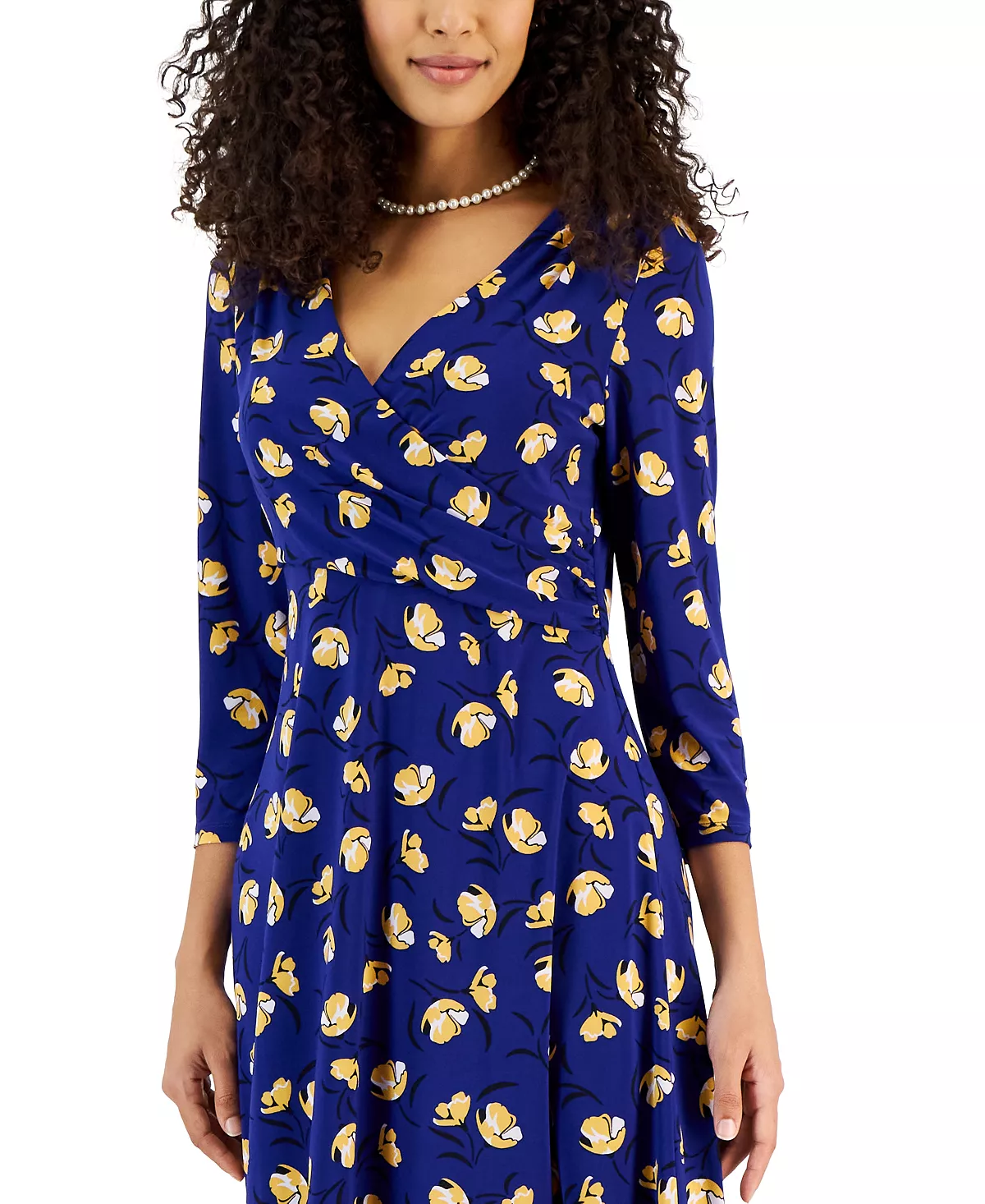 Kasper Women's Maura Printed Surplice-Neck Dress 4 Kasper Women's Maura Printed Surplice-Neck Dress - Image 4