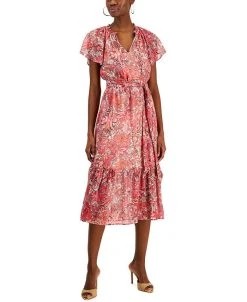 INC International Concepts Women's Paisley Flutter-Sleeve Midi Dress, Created For Macy's