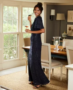 Adrianna Papell Women's Burnout Velvet Flutter-Sleeve Gown -Sanctuary Shop 23220453 fpx