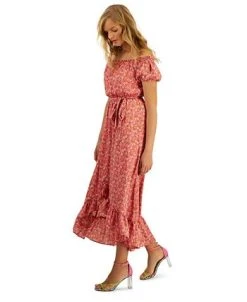 Bar III Women's Off-The-Shoulder Printed Puff-Sleeve Maxi Dress, Created For Macy's -Sanctuary Shop 23220490 fpx